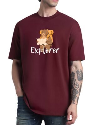 Bear Explorer Graphic, Relaxed Fit Drop Shoulder T-Shirt