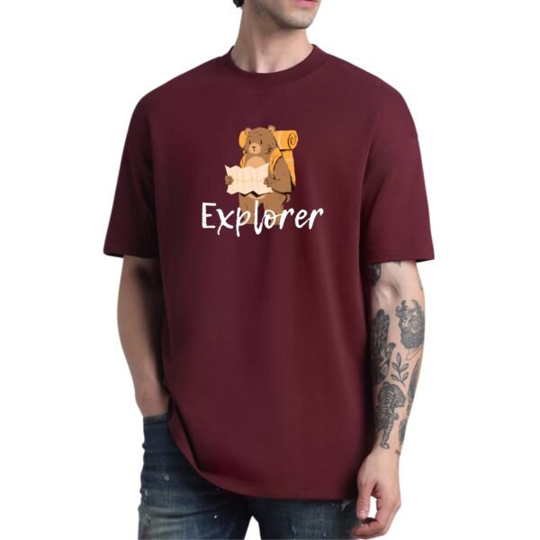 Bear Explorer Graphic, Relaxed Fit Drop Shoulder T-Shirt