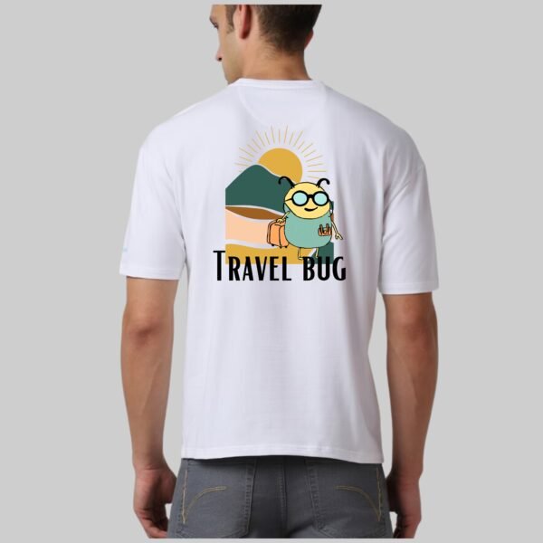 Travel Bug Front & Back Printed, Relaxed Fit Drop Shoulder T-shirt