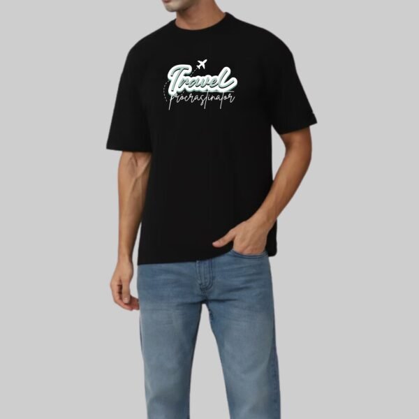 Travel Procrastinator Graphic, Relaxed Fit Drop Shoulder T-Shirt